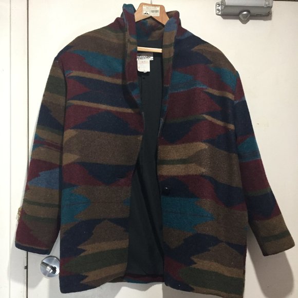 VINTAGE MACCINE LIGHTWEIGHT PRINT WOOL JACKETS SIZE L - Picture 2 of 6